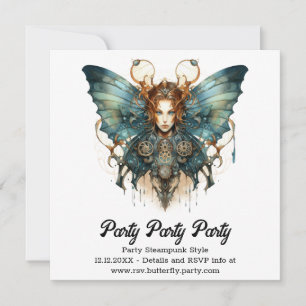 Faire-part Mécanique Papillon Hairstrena Mariage Steampunk