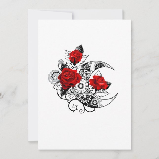 Faire-part Mechanical Crescent with Red Roses (Devant)