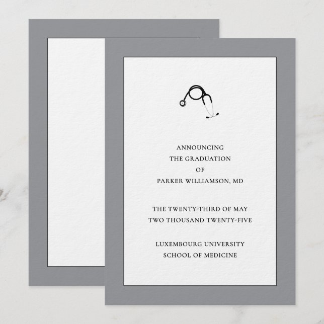 Faire-part Médicale d'études supérieures (Devant / Derrière)
