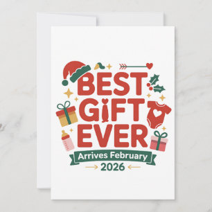 Faire-part Meilleur Cadeau Arrive en Février 2026 Noël Couple