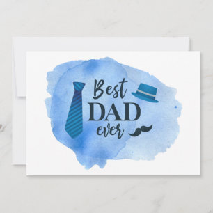 Faire-part Meilleur Papa jamais Cravate Aquarelle Bleue Chape