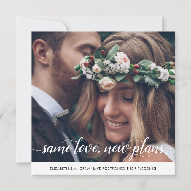 Faire-part Même amour Chic Nouvelles Plans Changement de Date (Devant)