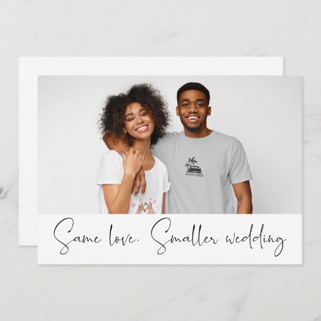 Faire-part Même amour, mariage plus petit, script de photo de (Devant / Derrière)