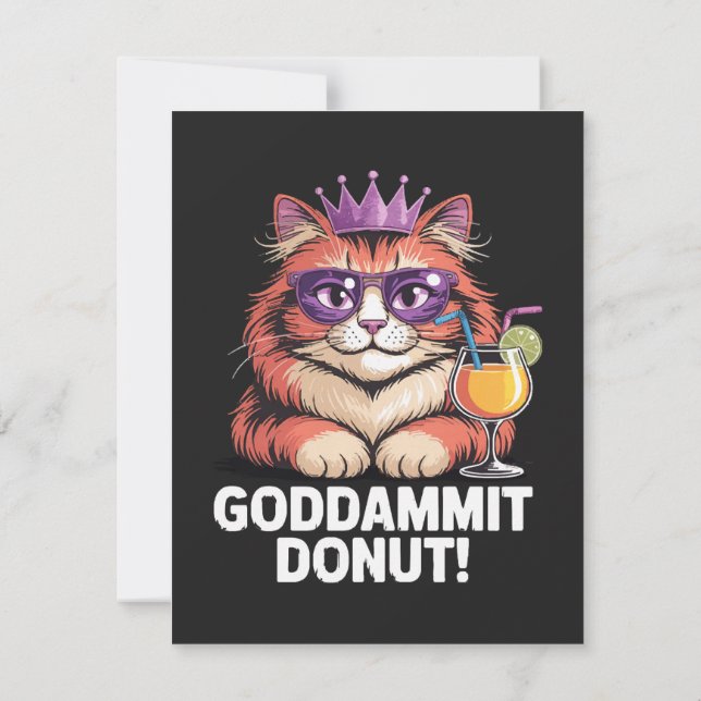 Faire-part Mème de chat princesse donut féminin (Dos)