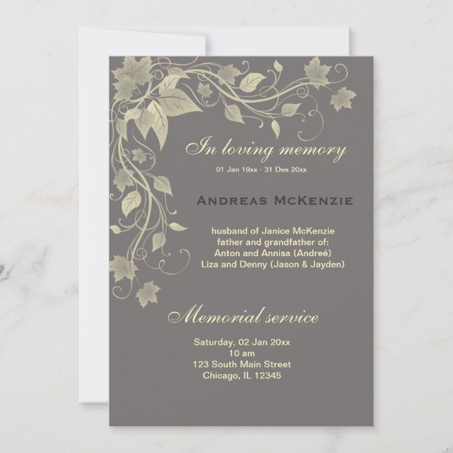 Faire-part Memoriam (Devant)