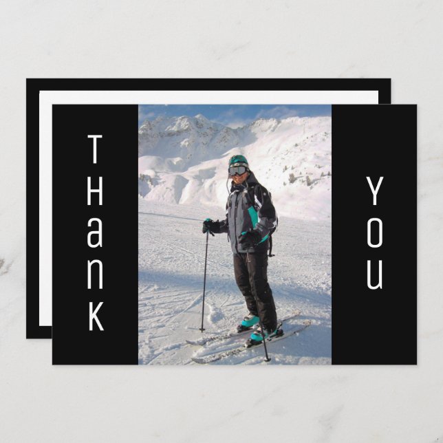 Faire-part Merci de diplôme Gras noir & blanc Grad photo (Devant / Derrière)