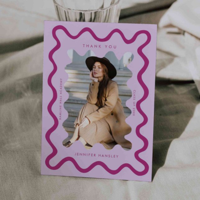 Faire-part Merci de graduation du cadre rose vif (Créateur téléchargé)