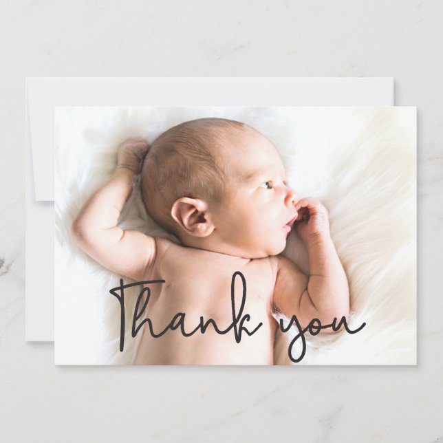 Faire-part Merci moderne classique superposition bébé photo n (Devant)