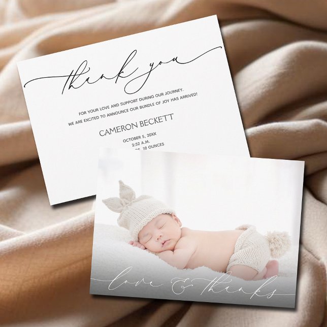Faire-part Merci photo bébé message de naissance (Baby Photo Thank You Message Birth Announcement Cards)