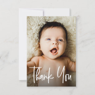 Faire-part Merci photo bébé simple Baby shower de script