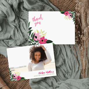 Faire-part Merci photo de la graduation florale tropicale