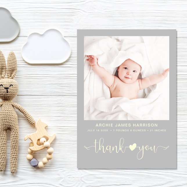 Faire-part Merci Photo Grey Naissance (A beautiful and unique way to thank family and friends and introduce them to your precious  baby)