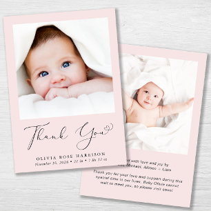 Faire-part Merci photo minimal naissance de la petite fille