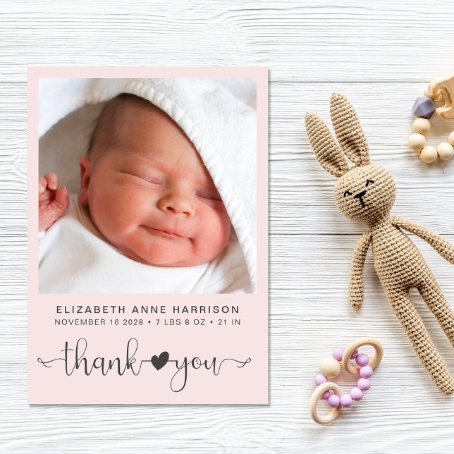 Faire-part Merci Photo Naissance rose (A beautiful and unique way to thank family and friends and introduce them to your precious baby girl)