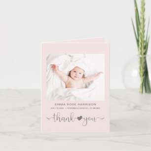 Faire-part Merci Photos Coeur Rose Fille Naissance
