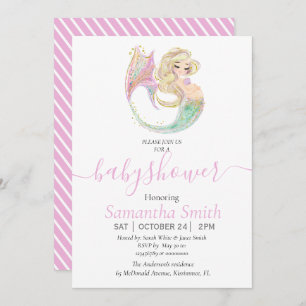 Faire-part Mermaid Baby shower Mère D'Être Invité
