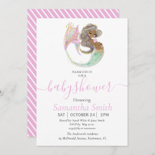 Faire-part Mermaid Future Maman Baby shower. Sous La Mer.