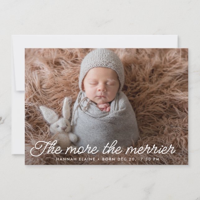 Faire-part Merrier Script Holiday Birth Announcement Card (Devant)