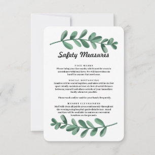 Faire-part Mesures de sécurité des feuilles vertes aquarelle