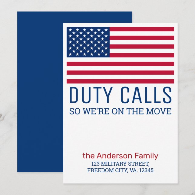 Faire-part Militaire Nous avons déplacé PCS Déplacer Armée dr (Devant / Derrière)