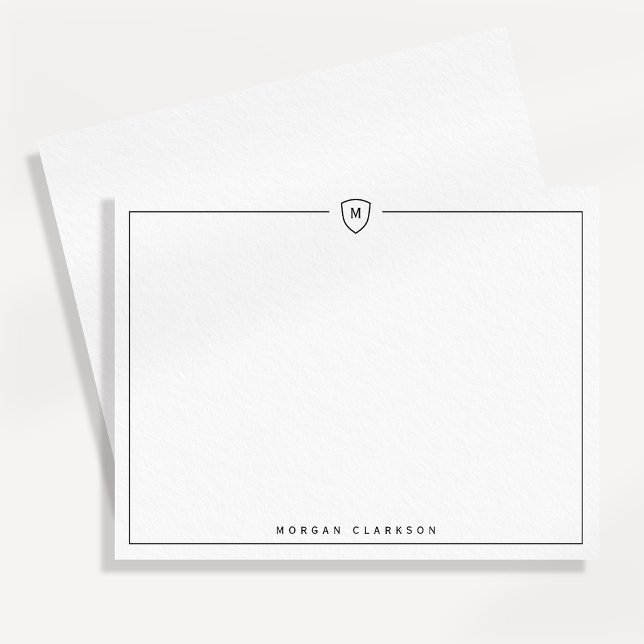 Faire-part Minimal Elegant Crest Monogram Note Card  (Créateur téléchargé)