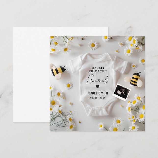 Faire-part minimale de grossesse d'abeilles (Devant / Derrière)