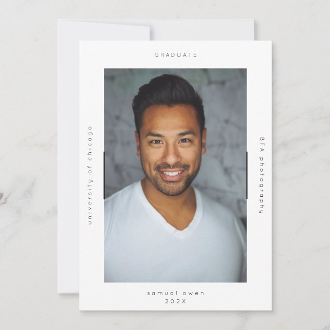 Faire-part Minimalisme Portrait Photo College Université (Devant)