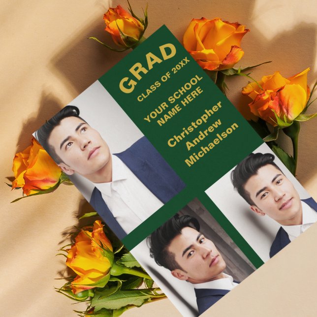 Faire-part Minimalist Typography 3 Photo Graduation (Créateur téléchargé)