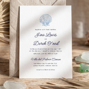 Faire-part minimaliste bleu pour mariage de destin
