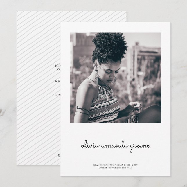 Faire-part minimaliste d'obtention du diplôme (Devant / Derrière)