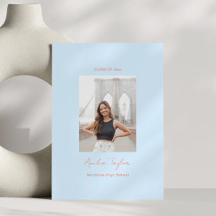 Faire-part Minimaliste Moderne Bleu Doux 2026 Photo Remise de