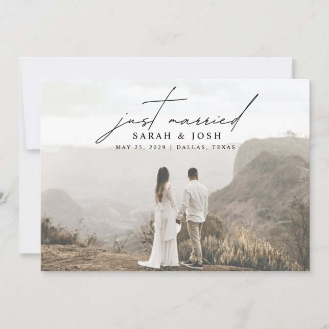 Faire-part Minimaliste moderne Juste Marié Photo Mariage Anno (Devant)
