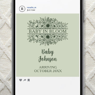 Faire-part Minimaliste numérique Luxe Bébé Linen Annonce