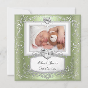 Faire-part Mint Baby Girl or Boy Christening Baptism Cross