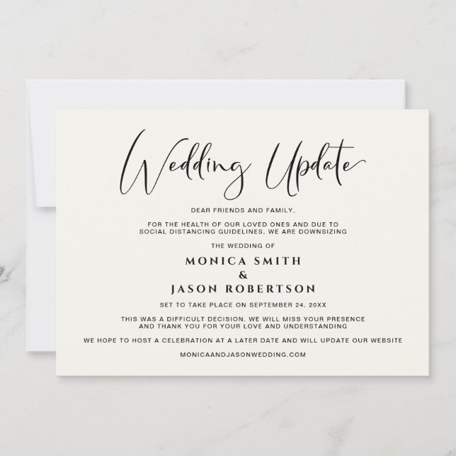 Faire-part Mise à jour du mariage plus petit Changement de pl (Devant)