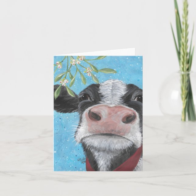 Faire-part Mistletoe Cow Folded Card (Devant)