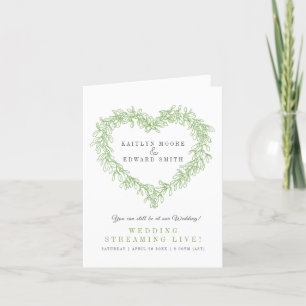 Faire-part Mistletoe mariage d'hiver vert blanc live stream