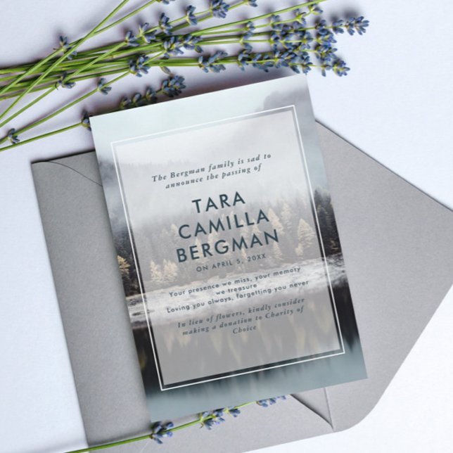 Faire-part Misty Forest Lake Décès (Créateur téléchargé)