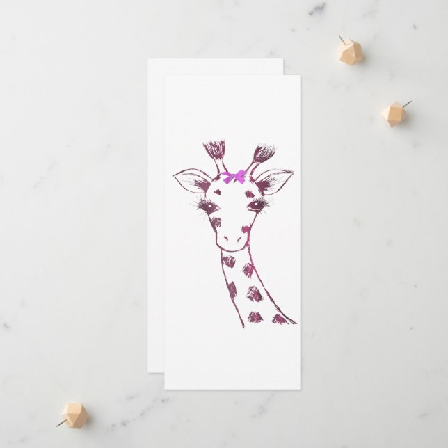 Faire-part Mme Giraffe Cute Sarcastic Design (Devant/Arrière en situation)