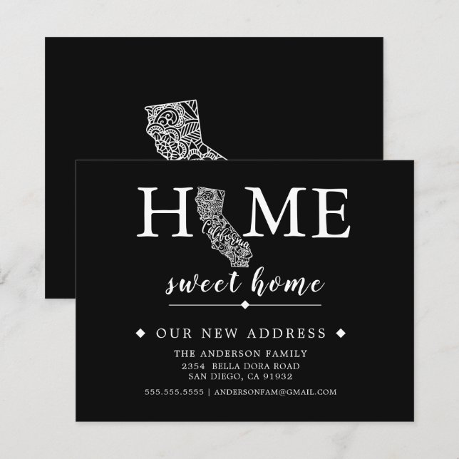 Faire-part mobile CALIFORNIA couleur modifiable (Devant / Derrière)