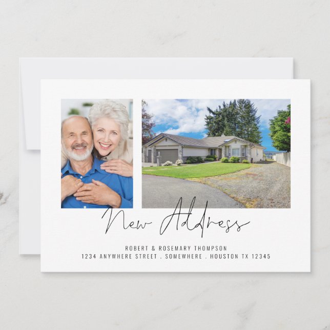 Faire-part Modern 2 Photos Script Nouvelle adresse (Devant)
