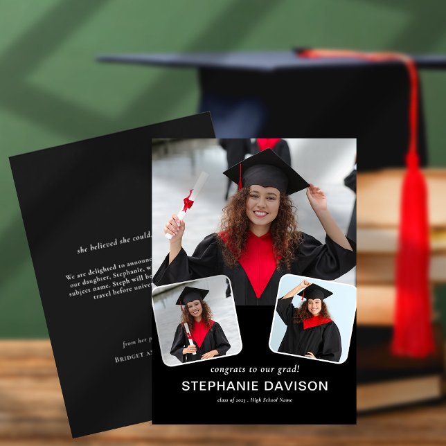 Faire-part Modern 3 Photo Félicats à Grad 2023 Noir (Créateur téléchargé)