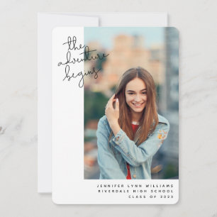 Faire-part Modern Adventure commence la photo de graduation