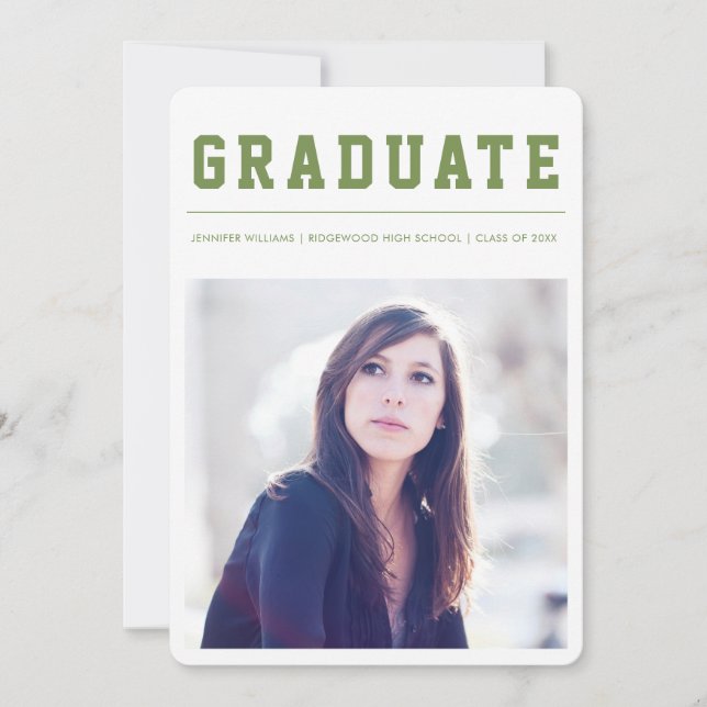 Faire-part Modern and Bold graduation announcement Green (Devant)