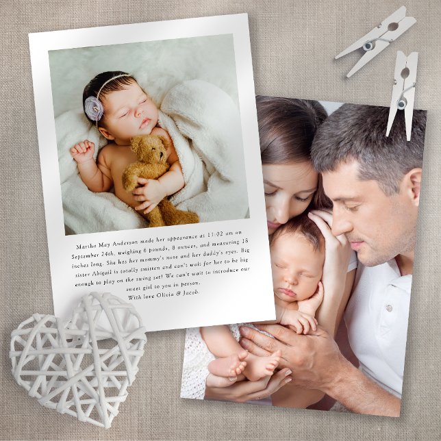 Faire-part Modern Baby Two Photos Introduction Birth (Créateur téléchargé)