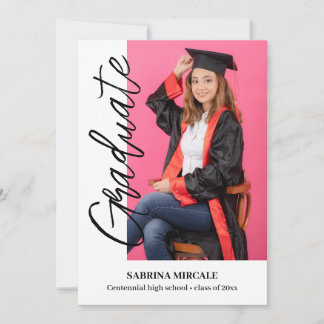 Faire-part Modern Calligraphy Photo Graduate