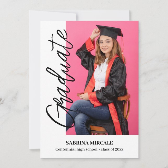 Faire-part Modern Calligraphy Photo Graduate (Devant)