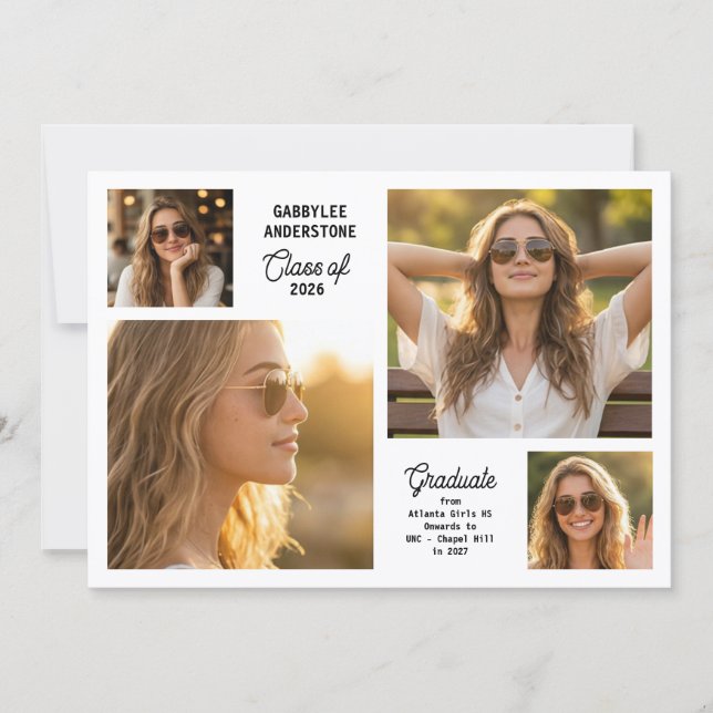 Faire-part Modern Class of 2026 Multi Photo Graduation  (Devant)