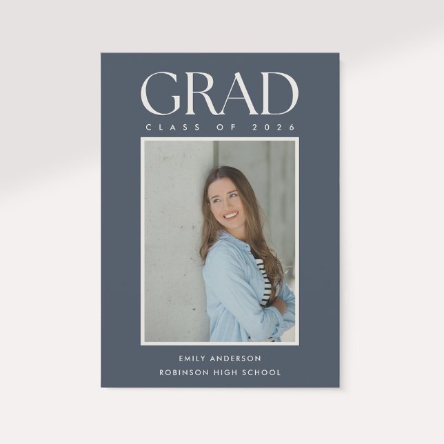 Faire-part Modern Classic Blue Graduation Photo Announcement (Créateur téléchargé)