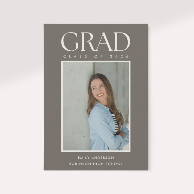 Faire-part Modern Classic Brown Graduation Photo Announcement (Créateur téléchargé)
